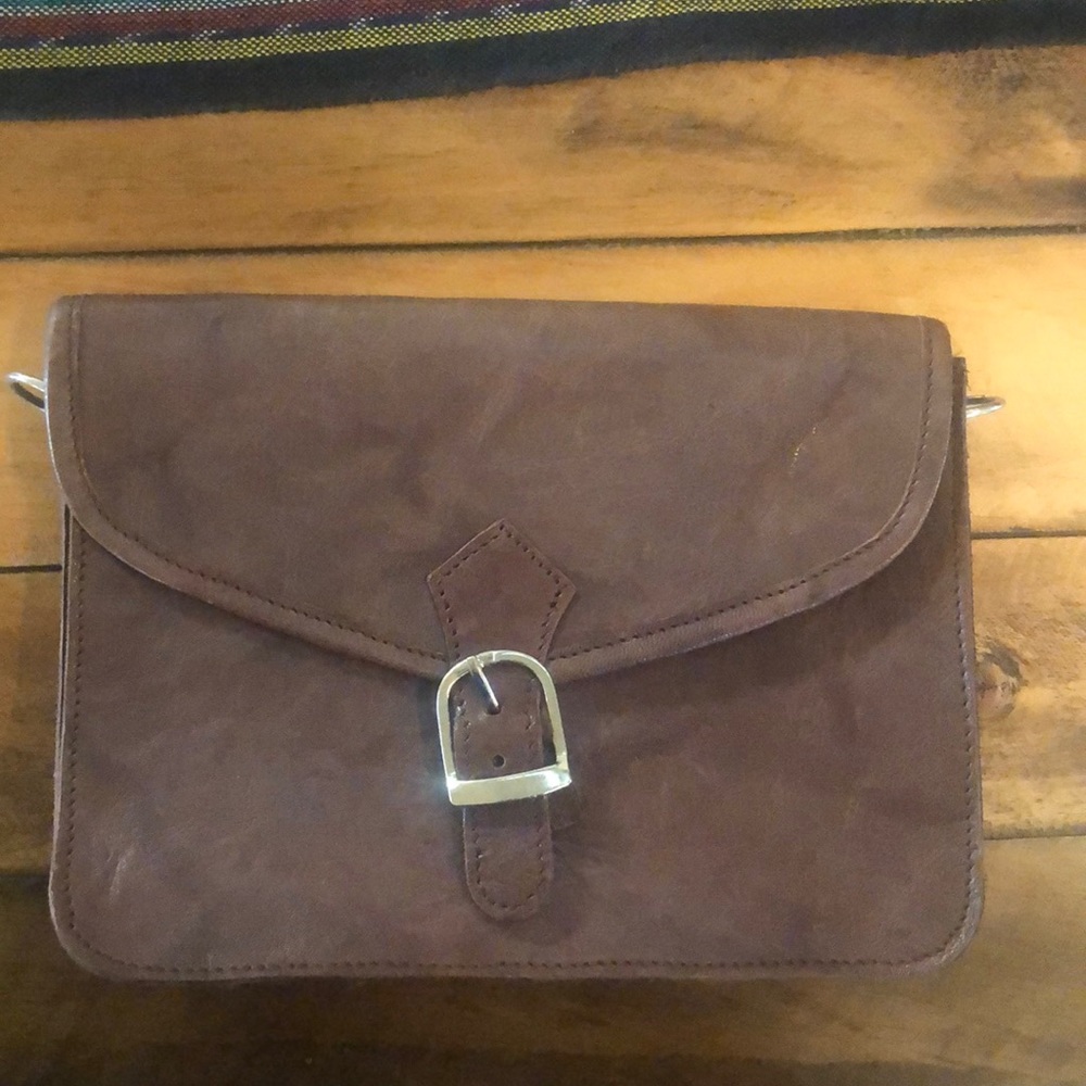 Purple leather clutch